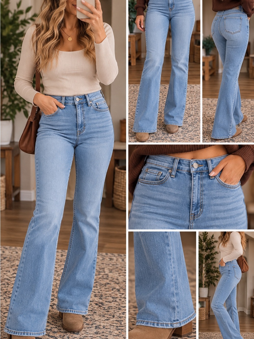 Sam Edelman Light Blue High-Rise Flare Jeans